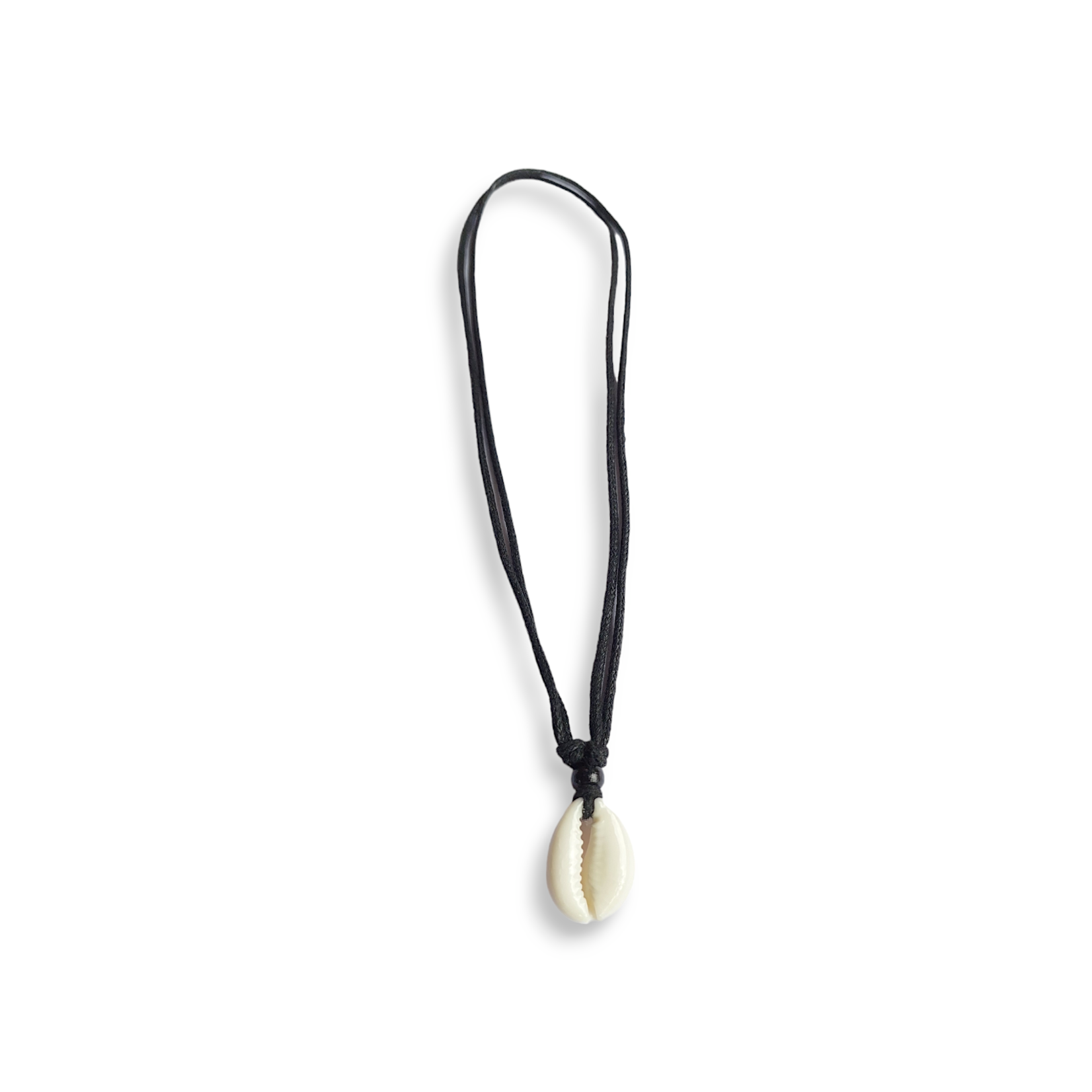 Cowry Shell Necklace Two Strand Adjustable Cord Black