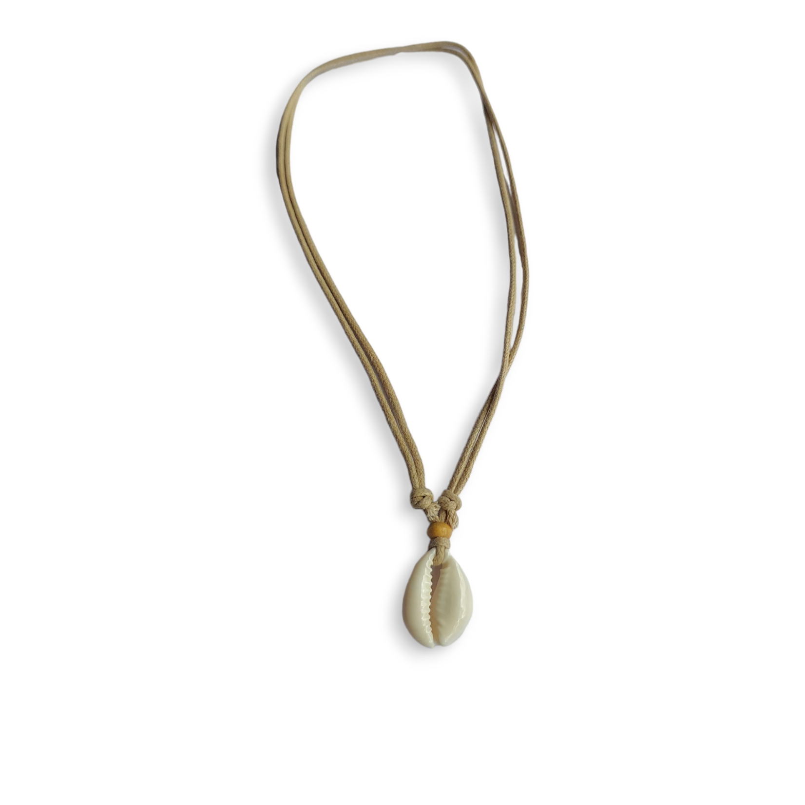 Cowry Shell Necklace Two Strand Adjustable Cord Sand