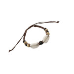 Cowry Shell and Wood Bead Adjustable String Bracelet Chocolate