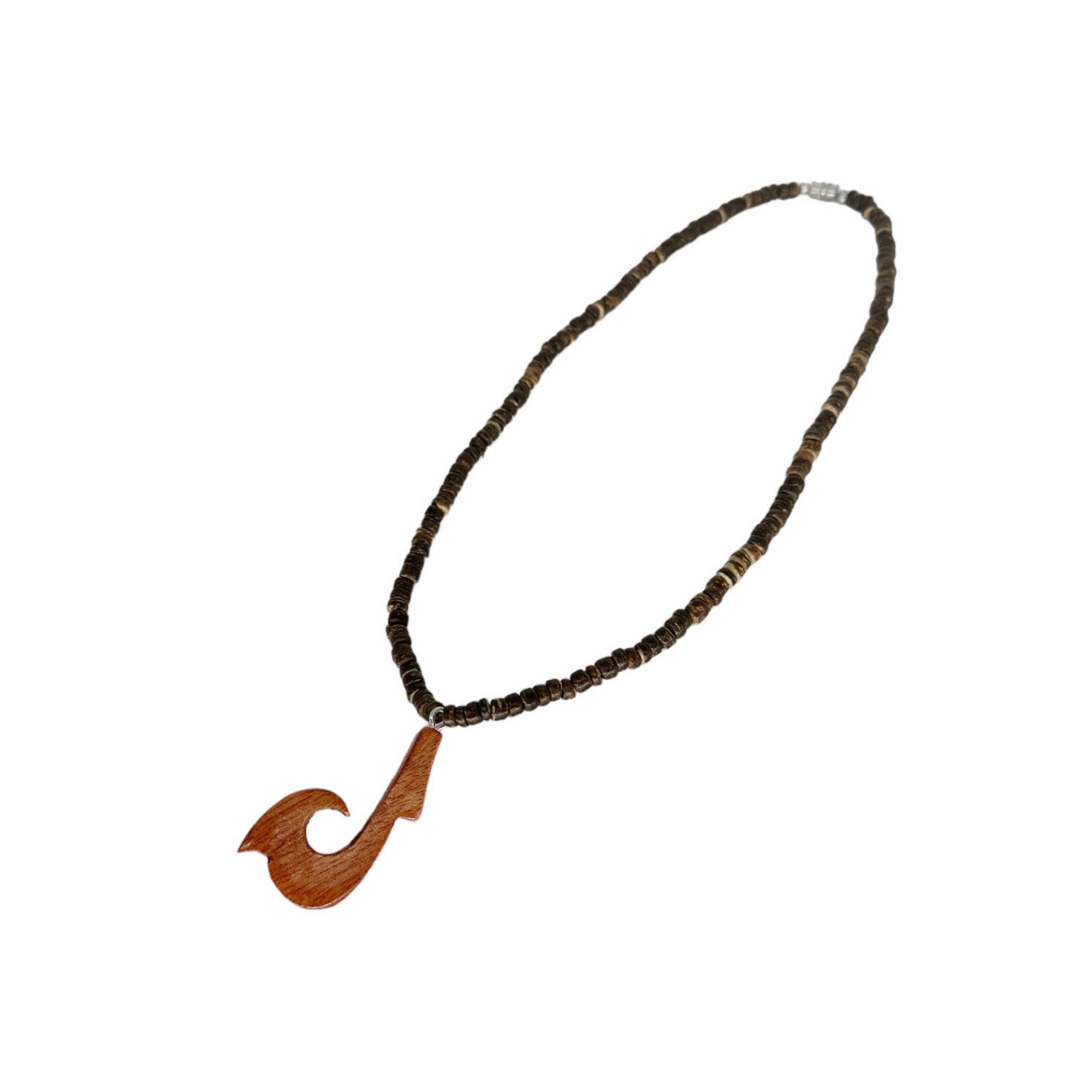 Wood Fish Hook on 18" Coconut Bead Necklace