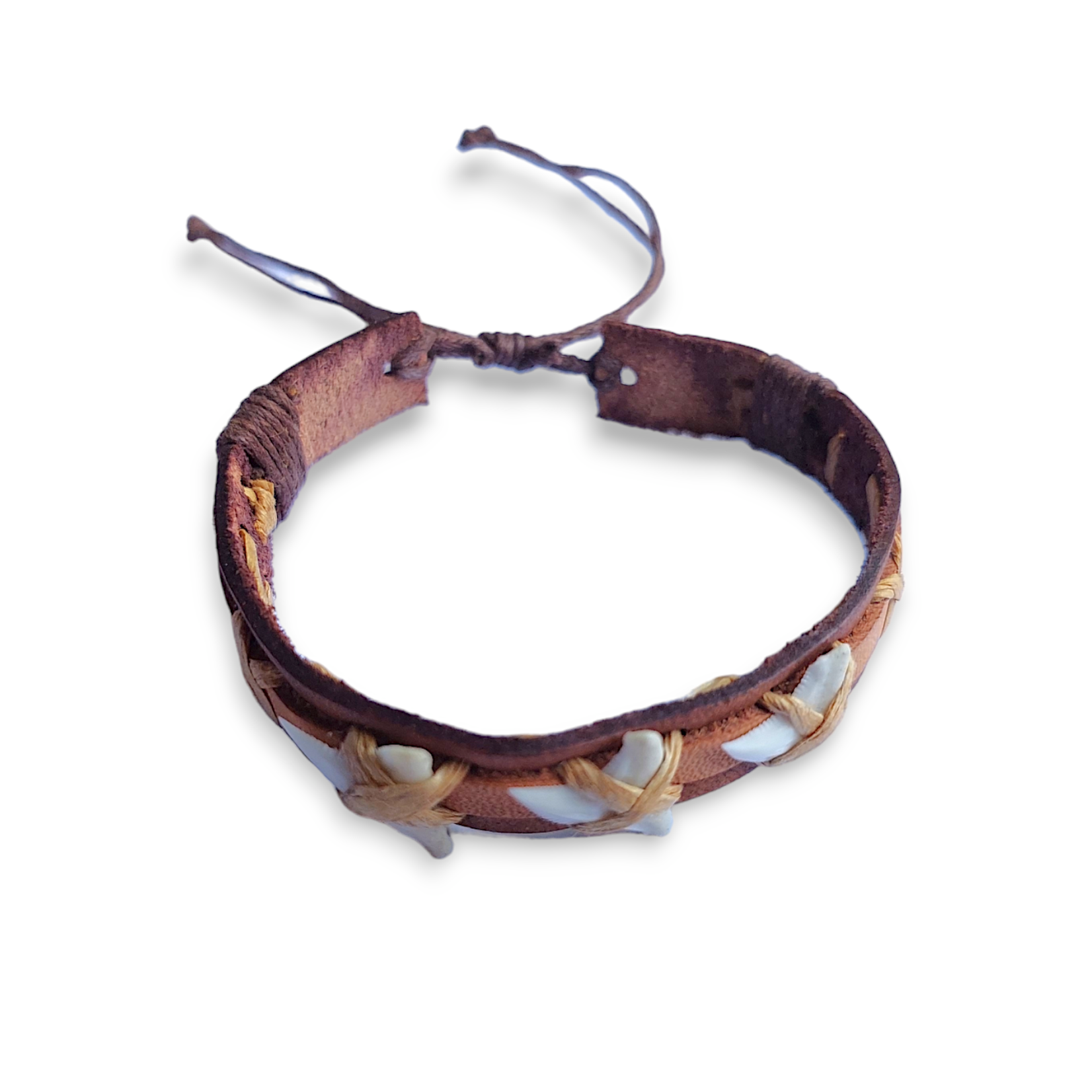 Woven Leather Shark Tooth Adjustable Fashion Bracelet