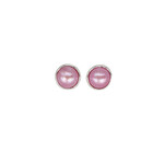 SE535 Sterling Silver Freshwater Bezel Setting 12mm Pink Pearl Stud Earrings