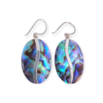 SE538 Sterling Silver Paua Shell Oval with Silver Accent Dangle Earrings