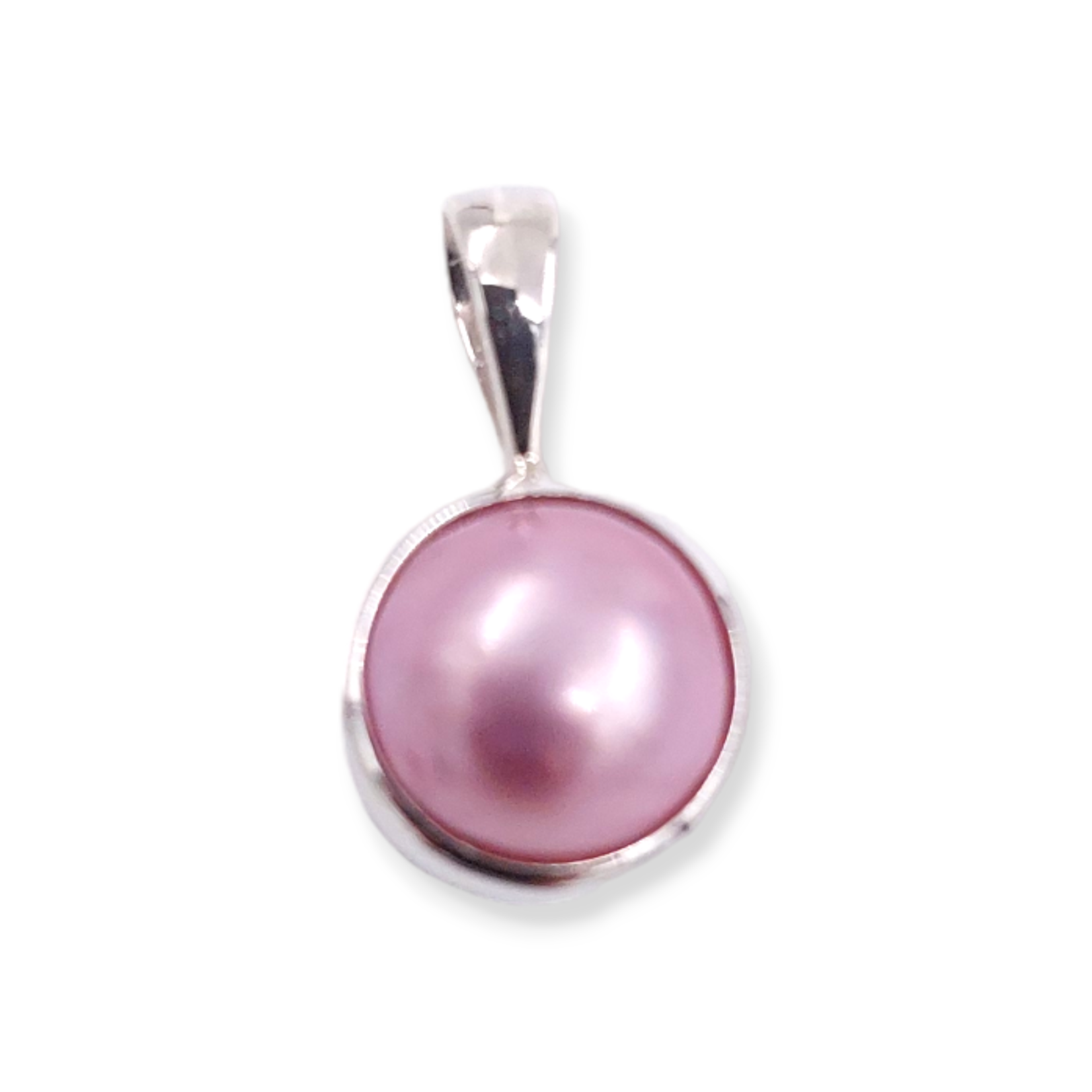 P417 Sterling Silver 15mm Freshwater Pearl Pendant Pink