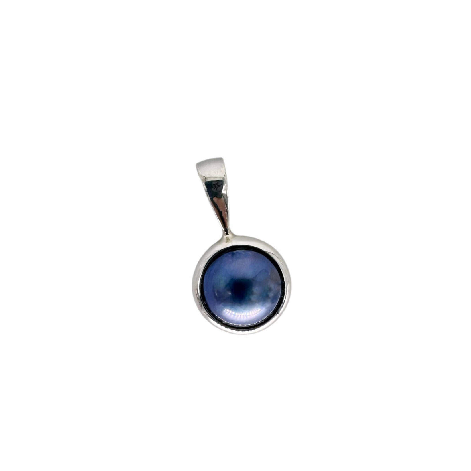 P422 Sterling Silver 10-12mm Peacock Pearl in Bezel Setting Pendant