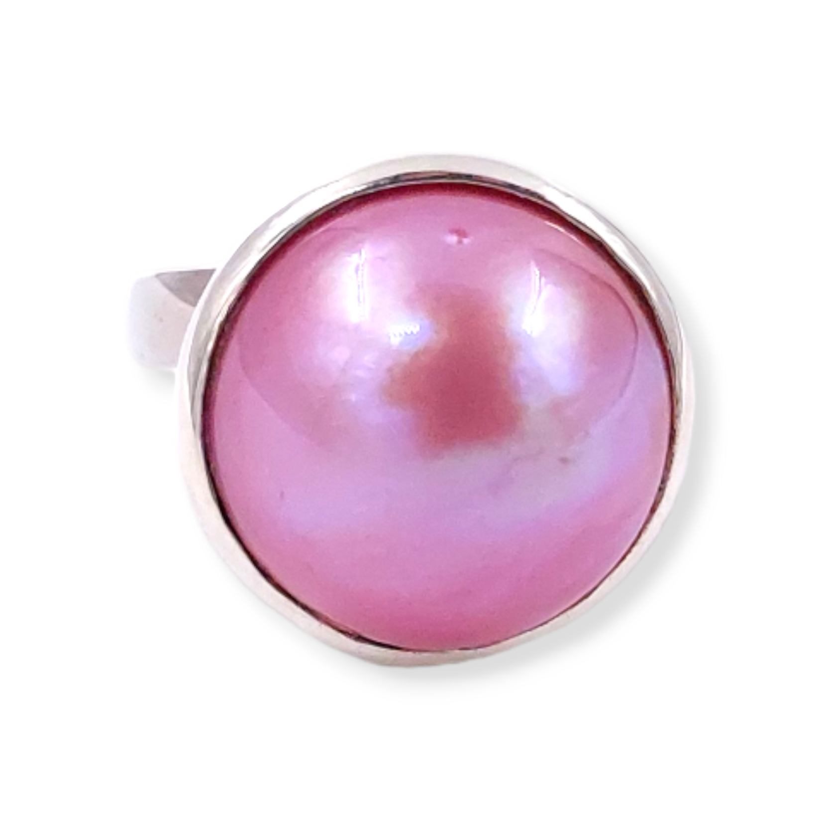 Sterling Silver 16mm Pink Pearl Adjustable Ring