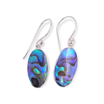 SE565 Sterling Silver Paua Shell Oval Dangle Earrings