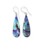 SE567 Sterling Silver Paua Shell Long Raindrop Dangle Earrings