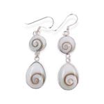 SE568 Sterling Silver Eye of Shiva Round and Raindrop Dangle Earrings