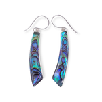 SE570 Sterling Silver Paua Shell Curved Bar Dangle Earrings