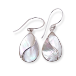 SE571 Sterling Silver Mother of Pearl Raindrop Dangle Earrings