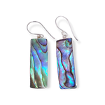 SE572 Sterling Silver Paua Shell Rectangle Dangle Earrings