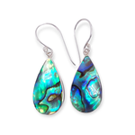 SE573 Sterling Silver Paua Shell Raindrop Dangle Earrings