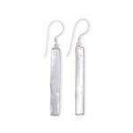 SE574 Sterling Silver Mother of Pearl Bar Dangle Earrings