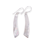 SE583 Sterling Silver Mother of Pearl Curved Bar Dangle Earrings
