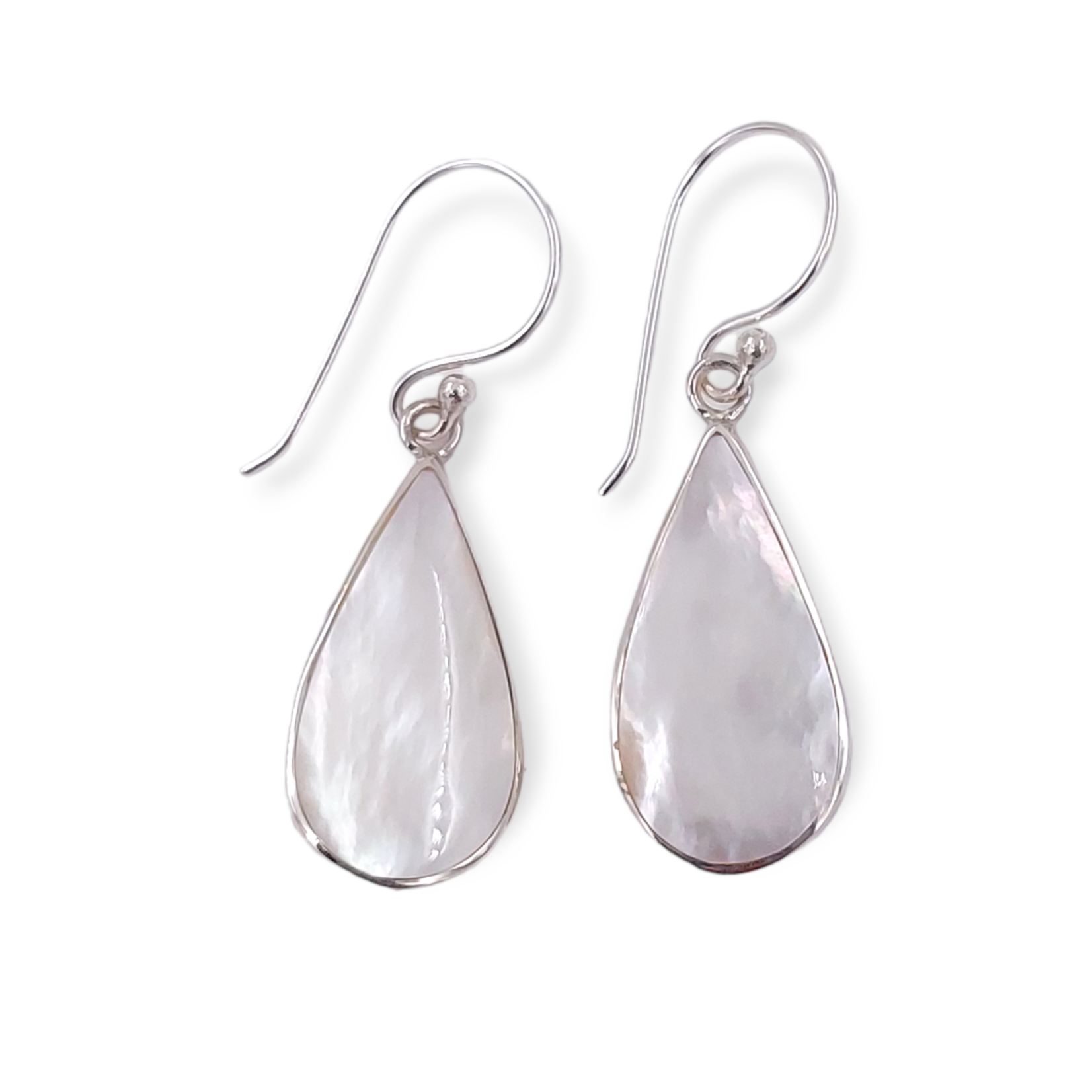 SE585 Sterling Silver Mother of Pearl Raindrop Dangle Earrings