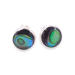 SE587 Sterling Silver Paua Shell Round Stud Earrings