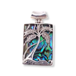 P455 Sterling Silver Paua Shell Pendant with Silver Palm Tree