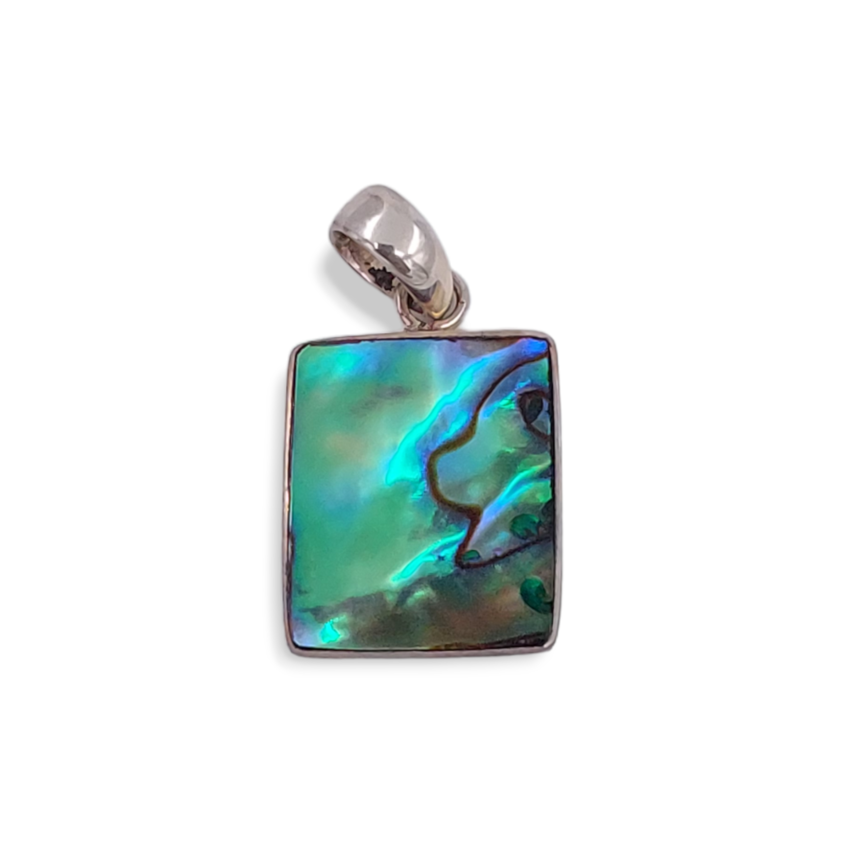 P456 Sterling Silver Paua Shell Rectangle Pendant