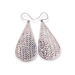 SE594 Sterling Silver Woven Large Rain Drop Dangle Earrings