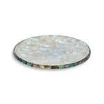Hand Made Mother of Pearl Round Dish with Paua Shell Edge 18cm