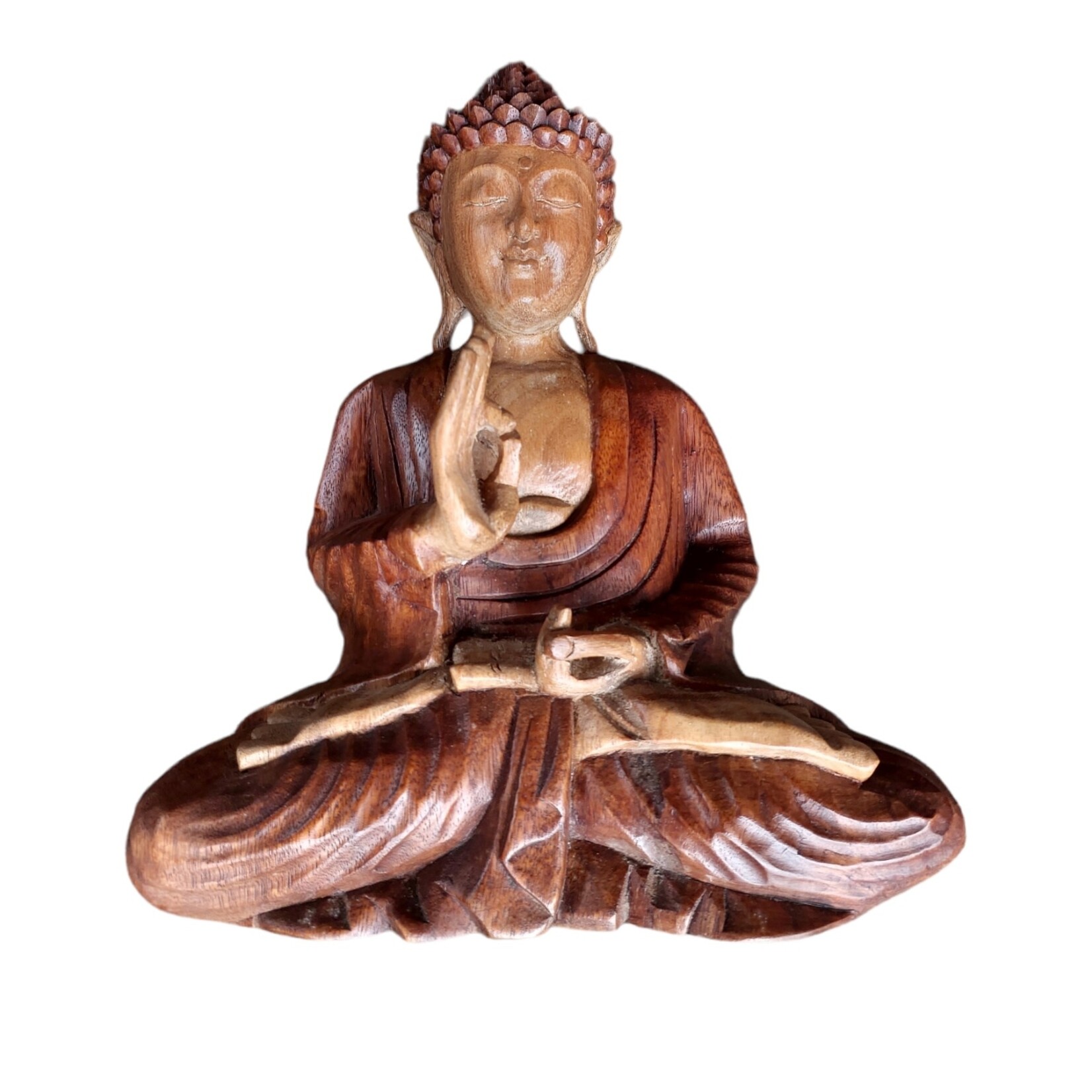 25cm Hand Carved Buddha 2 Tone Lotus Seat
