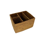 Hand Woven Ata Basket #79 Four Compartment Pencil/Flatware Holder