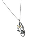 Tricolor Mother of Pearl Oval Leaf Necklace