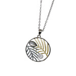 Tricolor Mother of Pearl Round Leaf Necklace