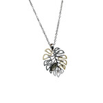 Tricolor Mother of Pearl Monstera Necklace