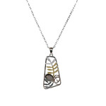 Tricolor Mother of Pearl Rectangle Palm Leaf Necklace