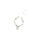 Adjustable Beaded Anklet with Charm White Flower