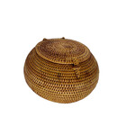 Hand Woven Ata Basket #87 Large Round Basket with Lid and Latch
