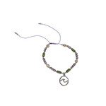 Adjustable Beaded Anklet with Charm Purple Wave