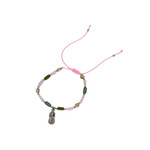 Adjustable Beaded Anklet with Charm Pink Pineapple