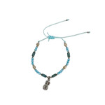 Adjustable Beaded Anklet with Charm Blue Pineapple