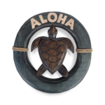 Hand Carved Life Preserver Turtle Aloha
