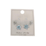 SE597 Sterling Silver Blue Flower Earring Set