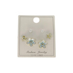 SE599 Sterling Silver Gold Plate Blue Flower Earring Set