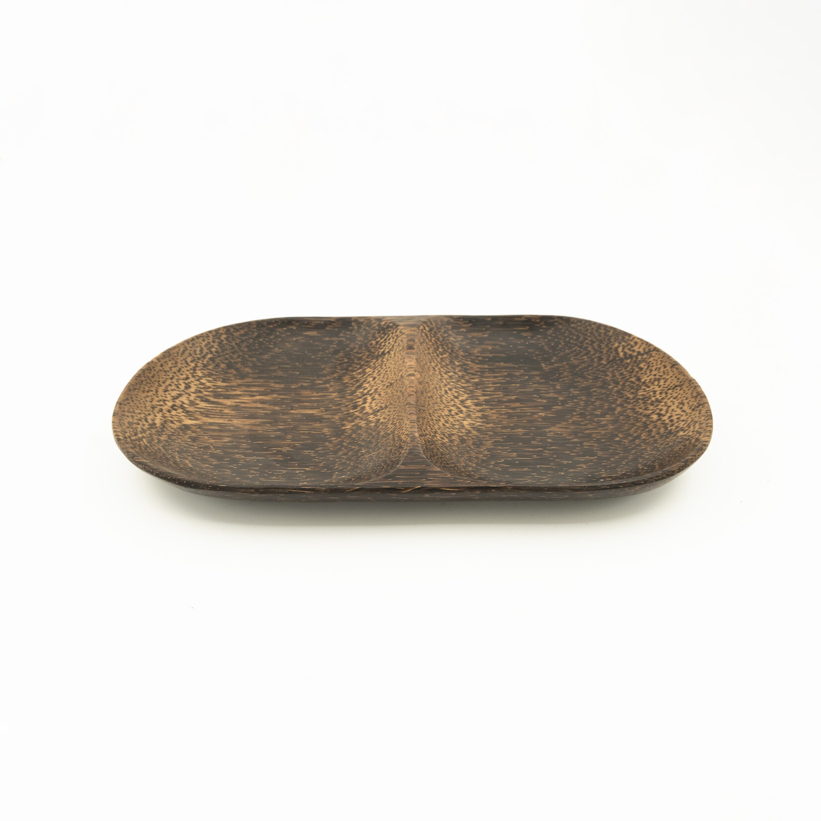 Hand Carved Palm Wood Dish Oval Split 29cm x 16cm