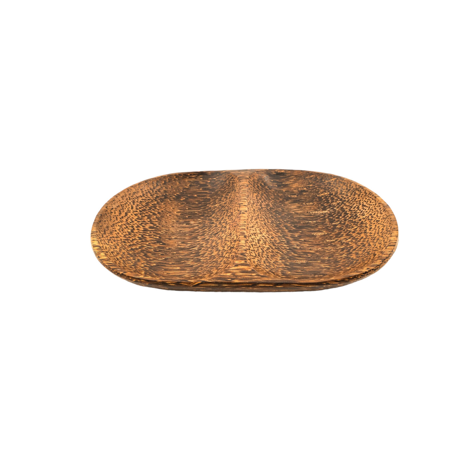 Hand Carved Palm Wood Dish Oval Split 20cm x 14cm