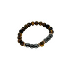 8mm Tiger Eye with Magnetic Hematite Beads Stretch Bracelet