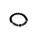 8mm Lava with Magnetic Hematite Beads Stretch Bracelet