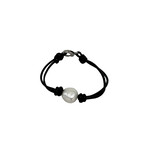 Leather Cord White Pearl Bracelet