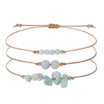 Set of Three Adjustable Amazonite Gemstone Bracelets