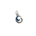 P438 Sterling Silver  Blue Glitter Enamel Wave Pendant