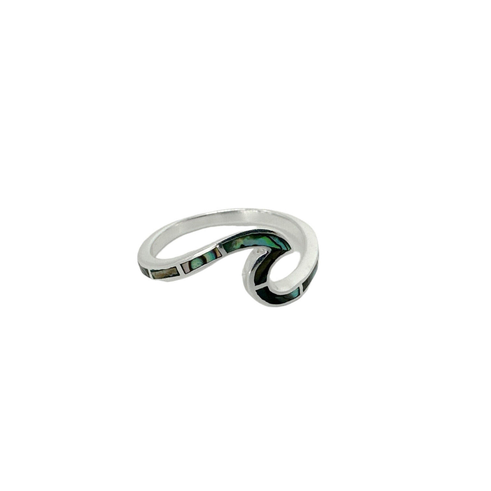 Sterling Silver Paua Shell Wave Ring