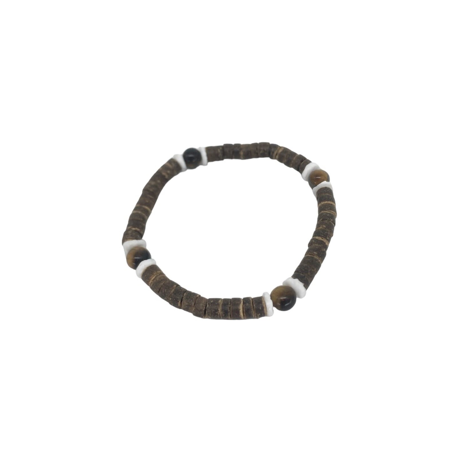 Tiger Eye, Coconut & Shell Stretch Bracelet