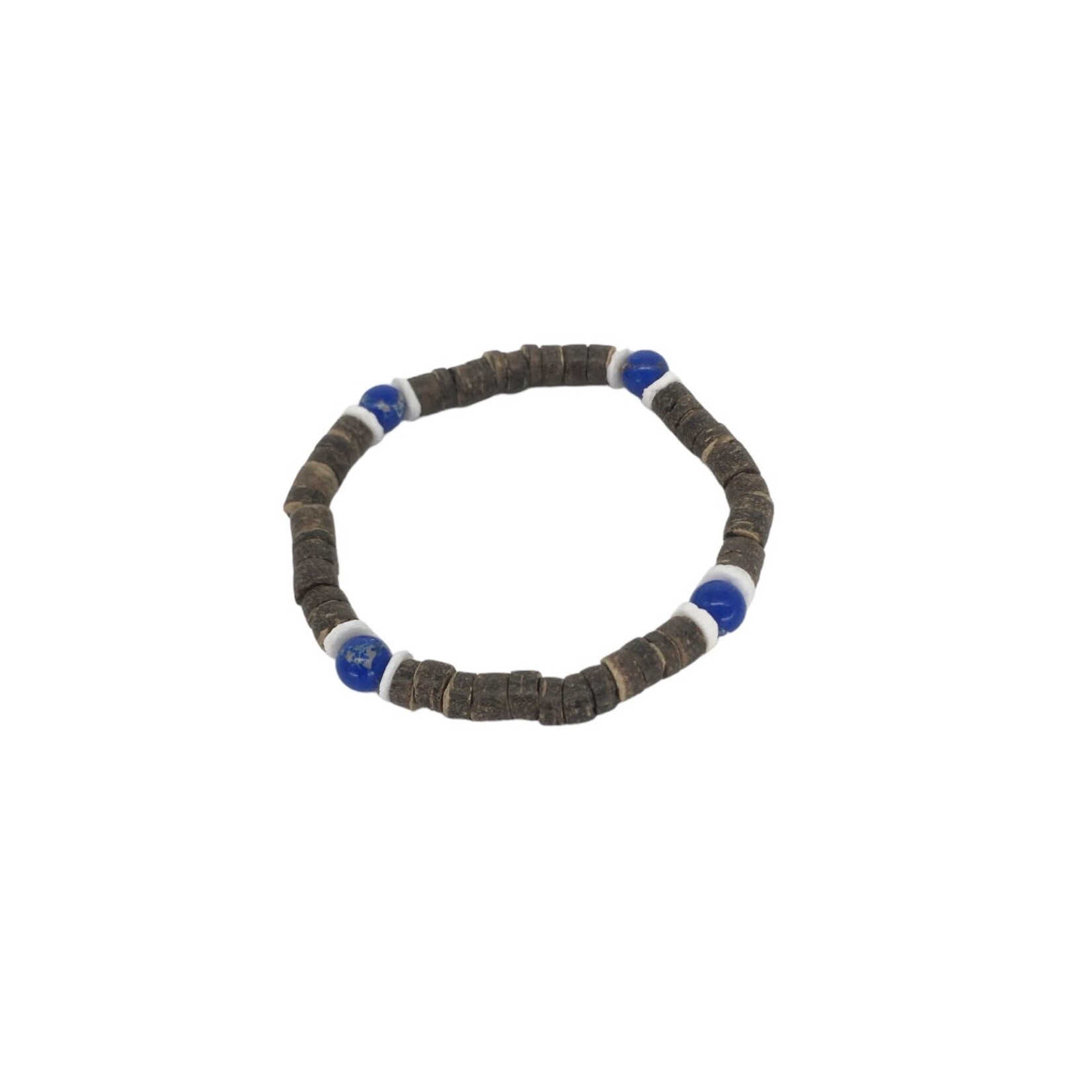 Lapis, Coconut & Shell Stretch Bracelet