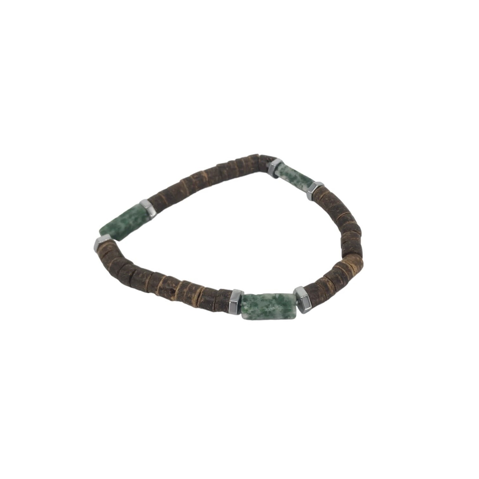 Spotted Jade Bar & Coconut Stretch Bracelet